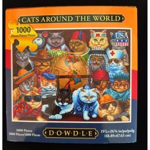 Dowdle Puzzles Cats Around The‎ World 1000 Piece Jigsaw Puzzle Made in USA NIB
